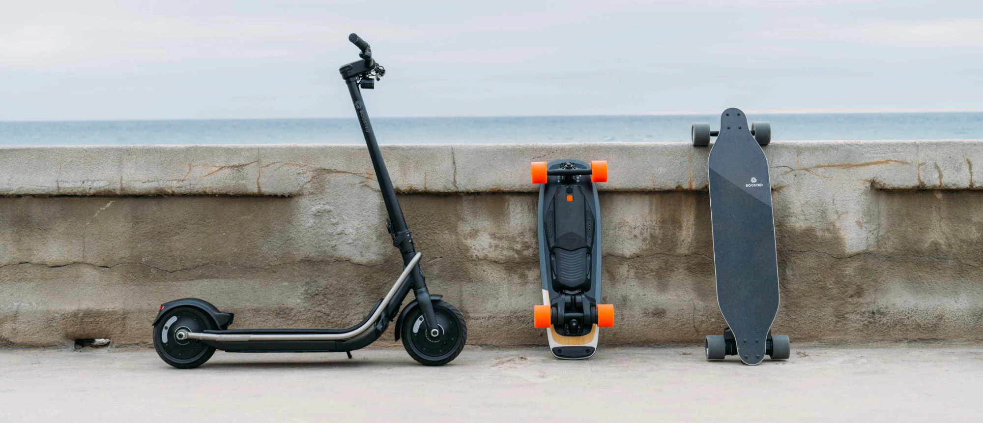 boosted main visual image about skateboards, electric boards